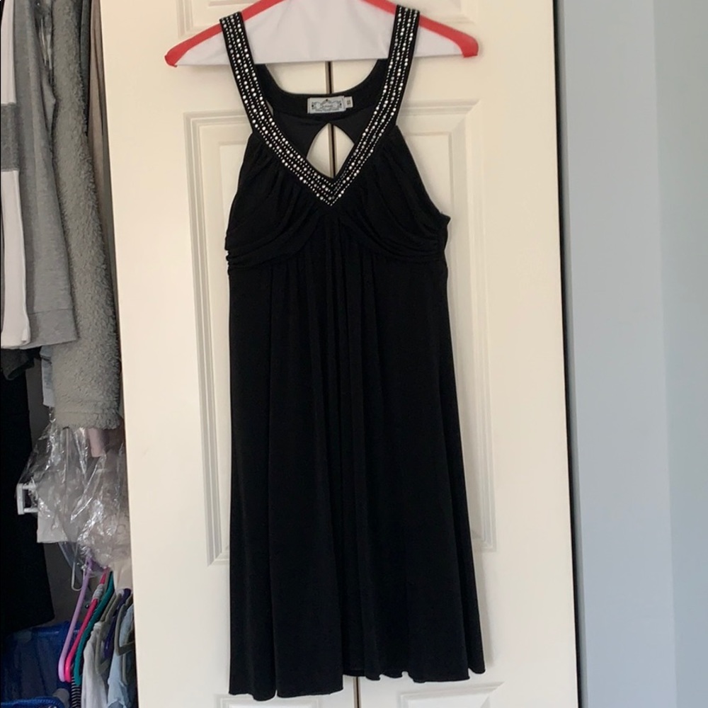 black sequin dress